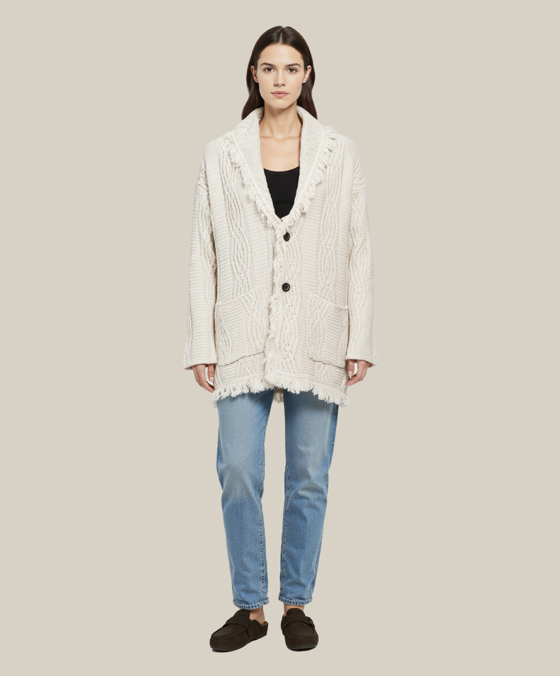 Solstice Ash White V-Neck Heritage Cardigan